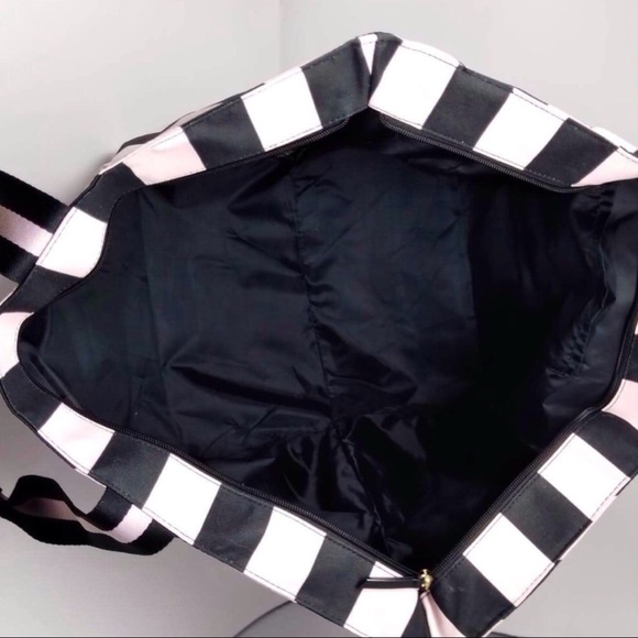 Victoria’s Secret Big Striped Tote Pink & Black - Picture 3 of 7